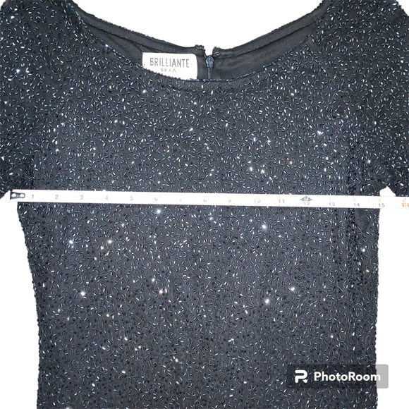 Vintage stunning Brilliante by JA SzSn black beaded full length gown - Picture 11 of 14